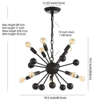 Orbit 19.5" Adjustable Iron Modern Industrial Sputnik LED Chandelier - JONATHAN Y